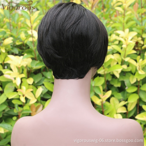 Vigorous Front Lace Human Hair Short Wigs Pixie Cut Bob Wigs Real Indian Hair Glueless Lace Front Wig for Black Women